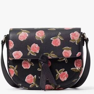 Kate Spade Knott Ditsy Rose Medium Saddle Crossbody EUC Coquette K5453